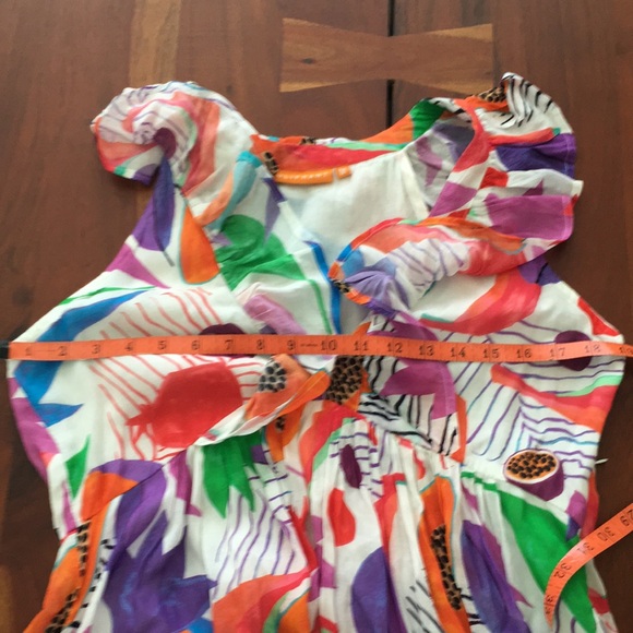 Oliphant ruffle neck maxi dress in papaya floral print M - Picture 11 of 13